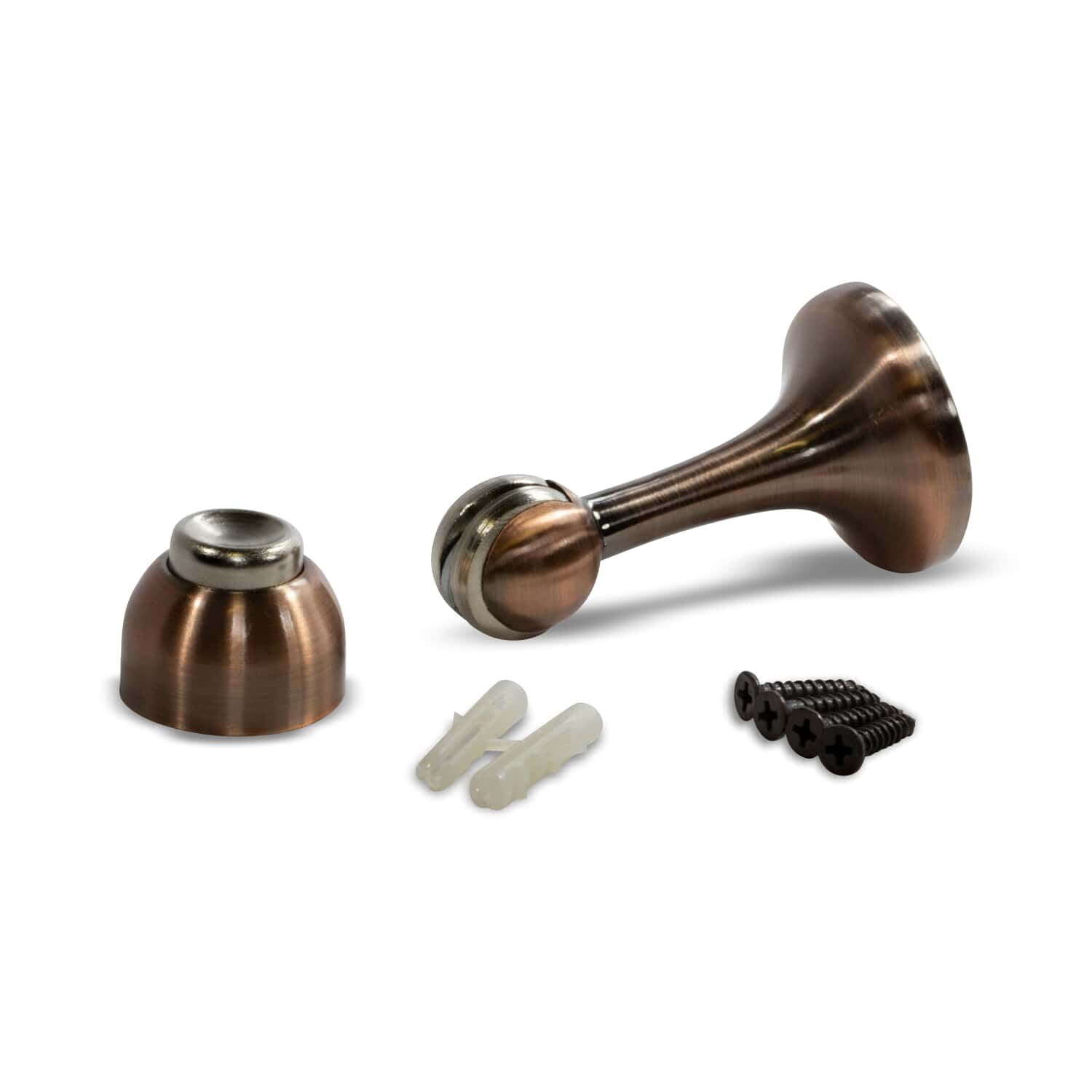Rok 10-Pack Magnetic Door Stop with Catch, Brushed Antique Copper