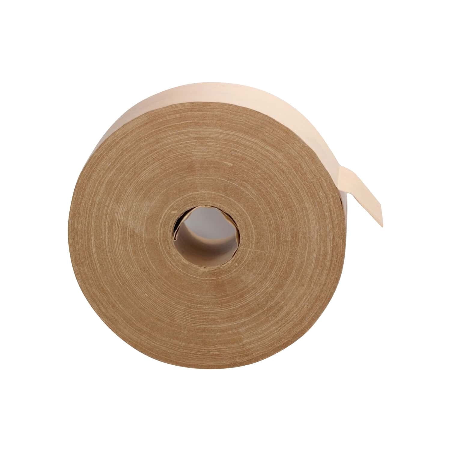 Rok Water Activated Gummed Kraft Paper Packaging Tape, Heavy Duty Fiber Reinforced, Brown, 2-7/8 in x 450 ft, Machine Grade Shipping Tape