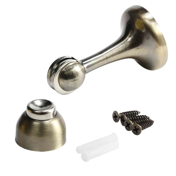 Rok 2- Pack Magnetic Door Stop with Catch, Antique Brass