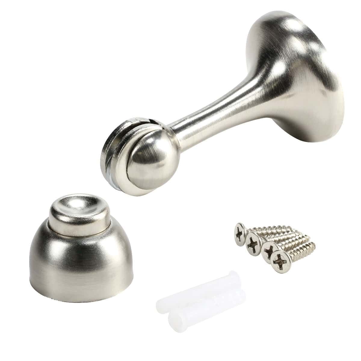 Rok 2-Pack Magnetic Door Stop with Catch, Brushed Nickel