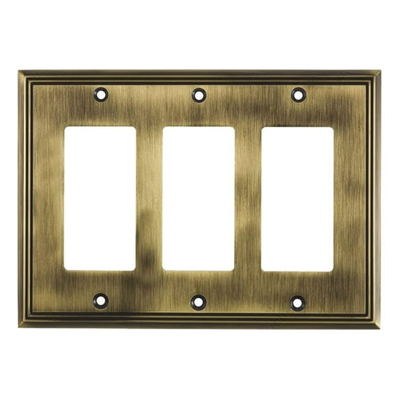 Rok Contemporary Decora / Rocker / GFCI Switch Plate, 3 Gang, Antique Gold
