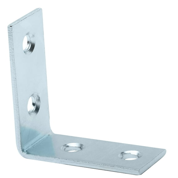 Rok Hardware 10-Pack Heavy Duty L Shaped Corner Brace, 16 Gauge Steel Angle Bracket, 1-1/2'' Height, Zinc Finish