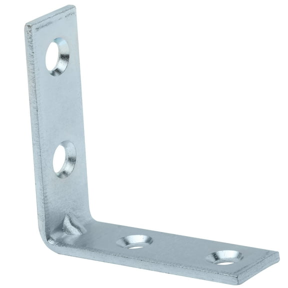 Rok Hardware 10-Pack Heavy Duty L Shaped Corner Brace, 16 Gauge Steel Angle Bracket, 2'' Height, Zinc Finish