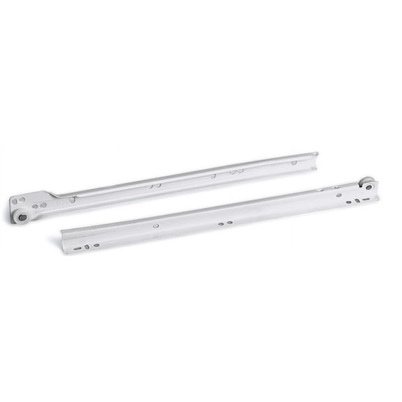 White 14" Epoxy Coated Euro Roller Drawer Slides 3/4 Extension, 55lb Capacity