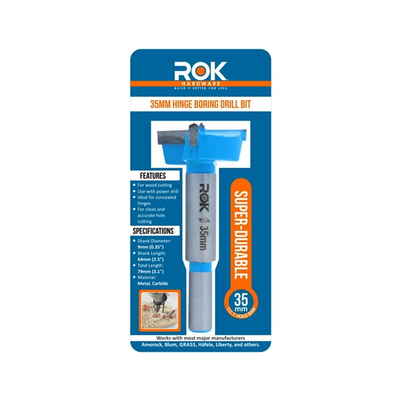 Rok Hardware 35mm Hinge Cup Boring Forstner Drill Bit, Blue