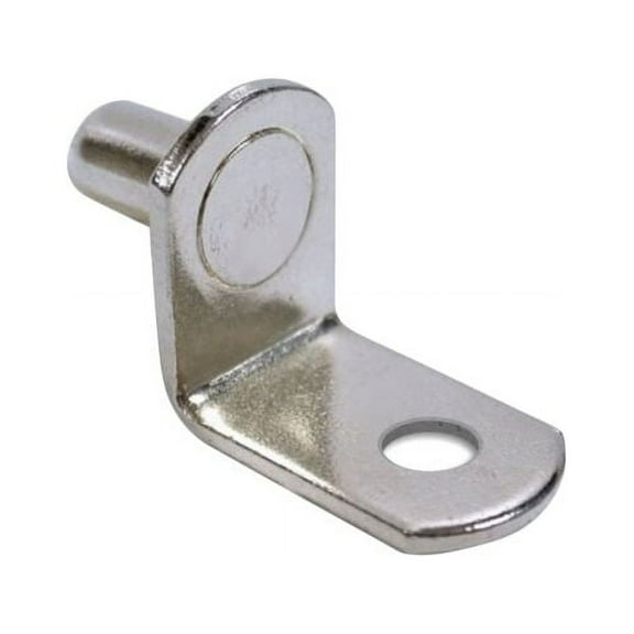 Rok Hardware 5mm L-Shaped Support Furniture Cabinet Closet Shelf Bracket Pegs with Hole, Nickel, 25 Pack