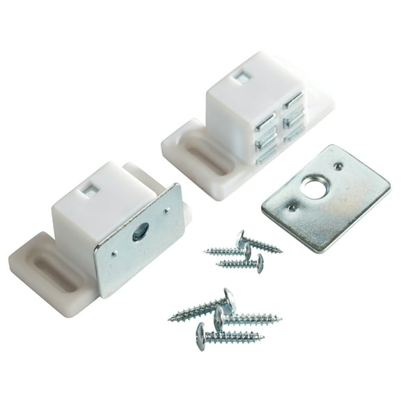 Rok Hardware Heavy Duty 15 lb High Magnetic Catch, White / Nickel, 10 Pack