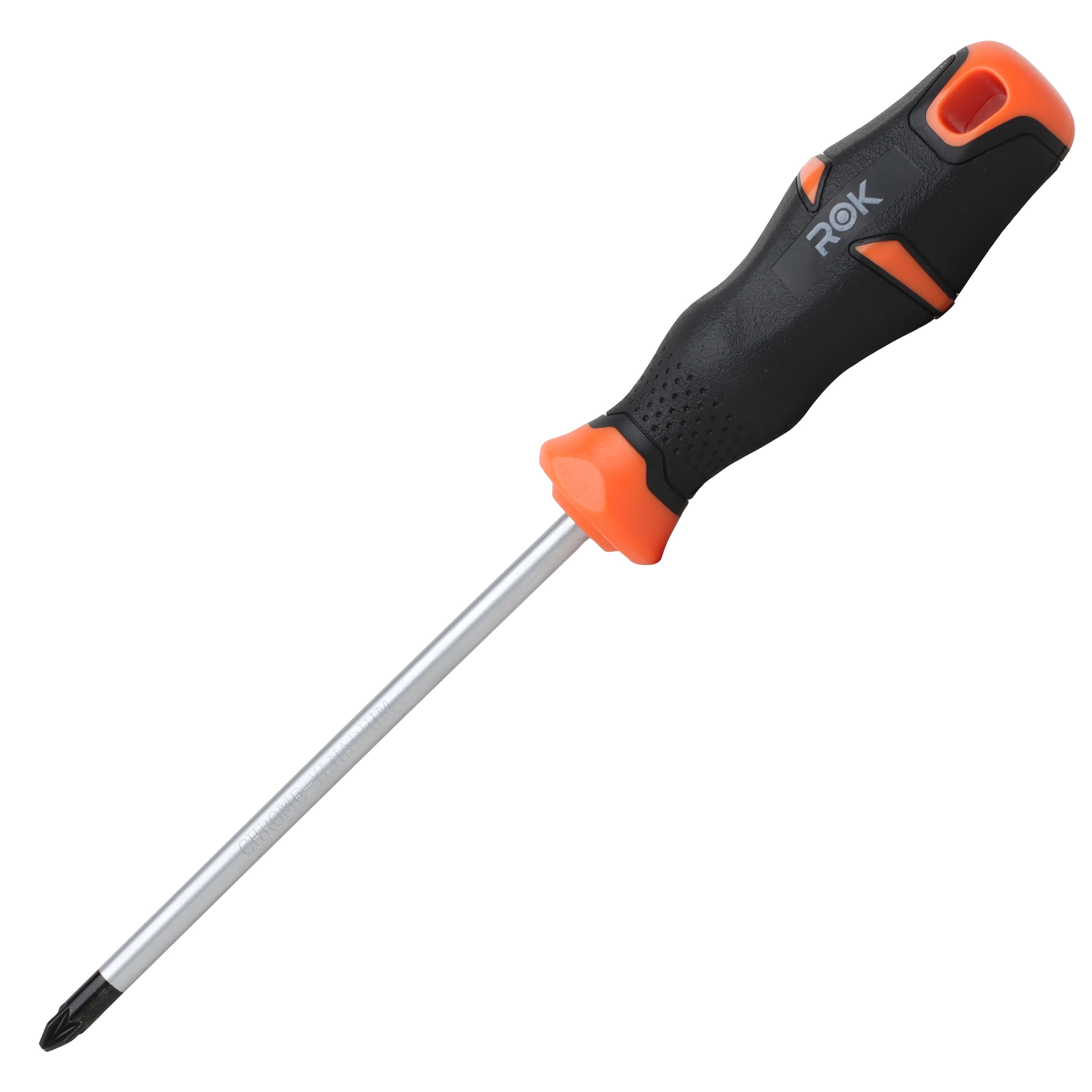 Rok Hardware Pozi #2 Screwdriver, Chrome Shaft with Gripped