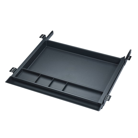 Rok Hardware Pull Out Undermount Pencil Drawer with 5 Compartments and Matching Black Ball Bearing Slides, Under Desk Pencil Drawer Organizer with Height Adjustable Bracket