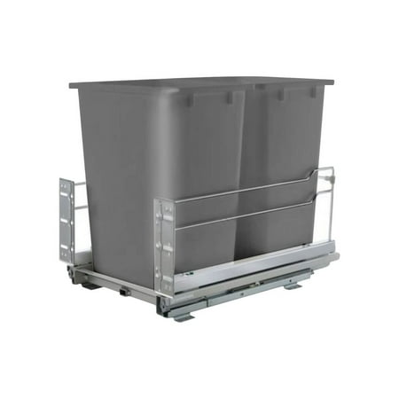 Rok Hardware Trash and Recycling Center With Gray Dual Plastic Waste Bins, 2x 36 Quart