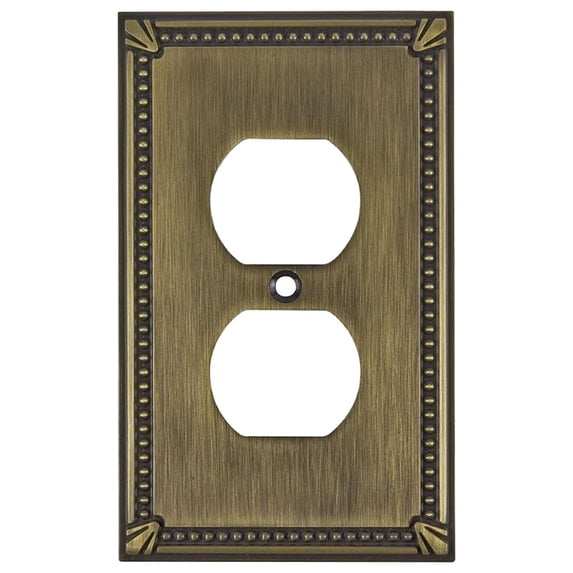 Rok Hardware Wall Plate Traditional Decorative Double Receptacle Outlet Antique Gold