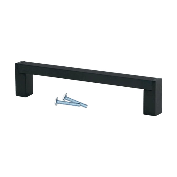 Rok Modern Industrial Bar 5-1/32" Hole Centers 5-9/16" Overall Length, Flat Black Cabinet Pull