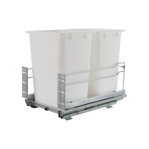 Rok Recycling Center Chrome Finish Metal Railings with Dual 36 Quart Plastic Waste Bins