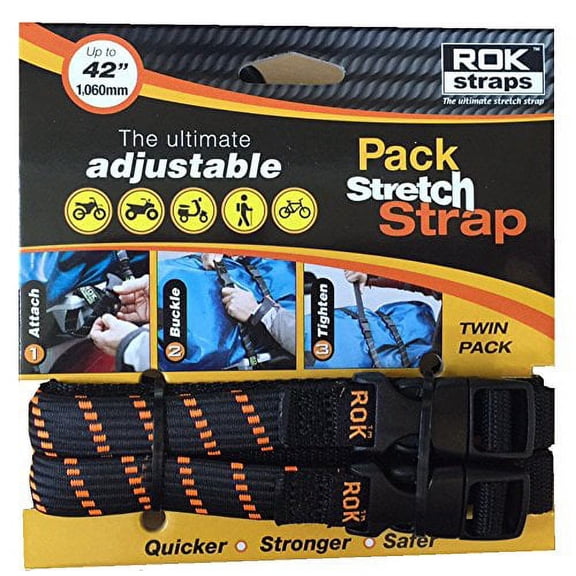 Rok Straps Adjustable Pack Strap Stretch Strap Twin Pack 42" length