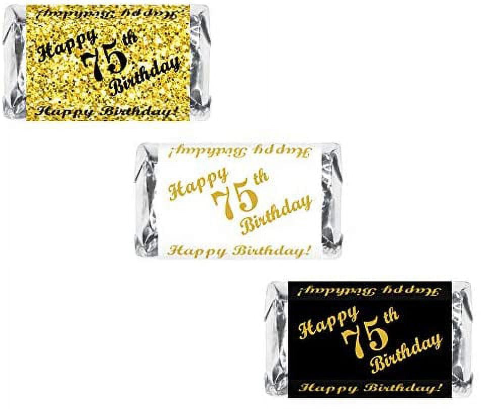 75th Birthday Miniatures Candy Bar Wrapper, (Set of 60) Mini Candy Bar ...