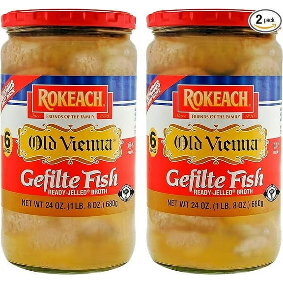 Rokeach Old Vienna Gefilte Fish 24oz "2 Pack" Delicious Sweet Recipe