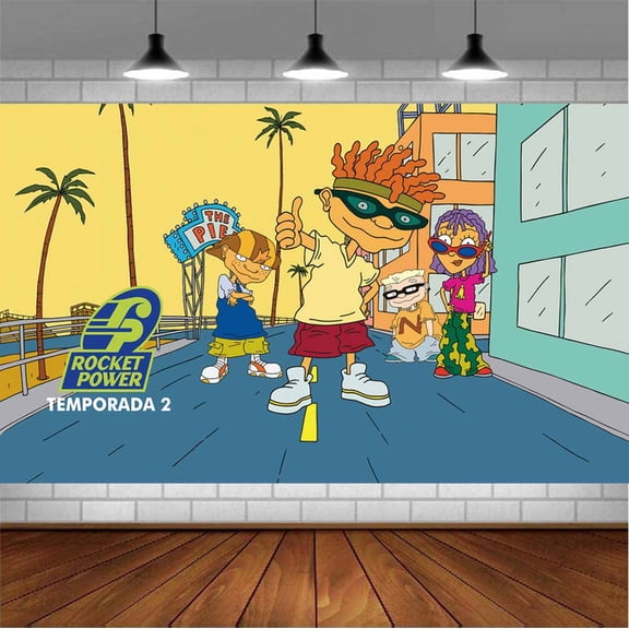 Roket Power Backdrop Banner Party Supplies Poster Movie Theme Background for Photography Birthday Decorations