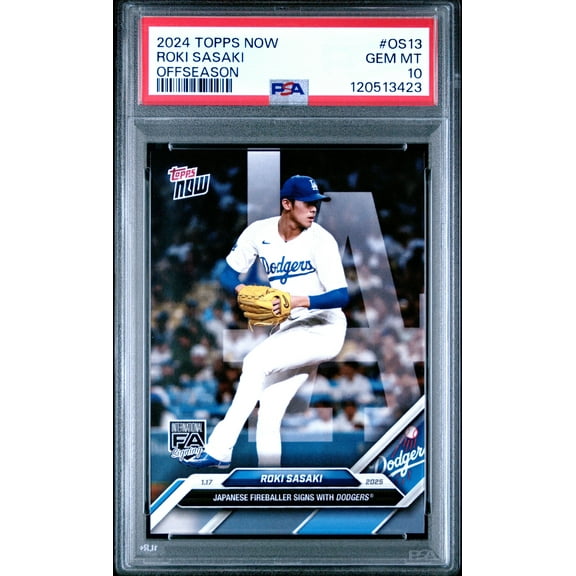 Roki Sasaki Dodgers 2024 Topps Now Offseason Signing Card #OS-13 PSA 10