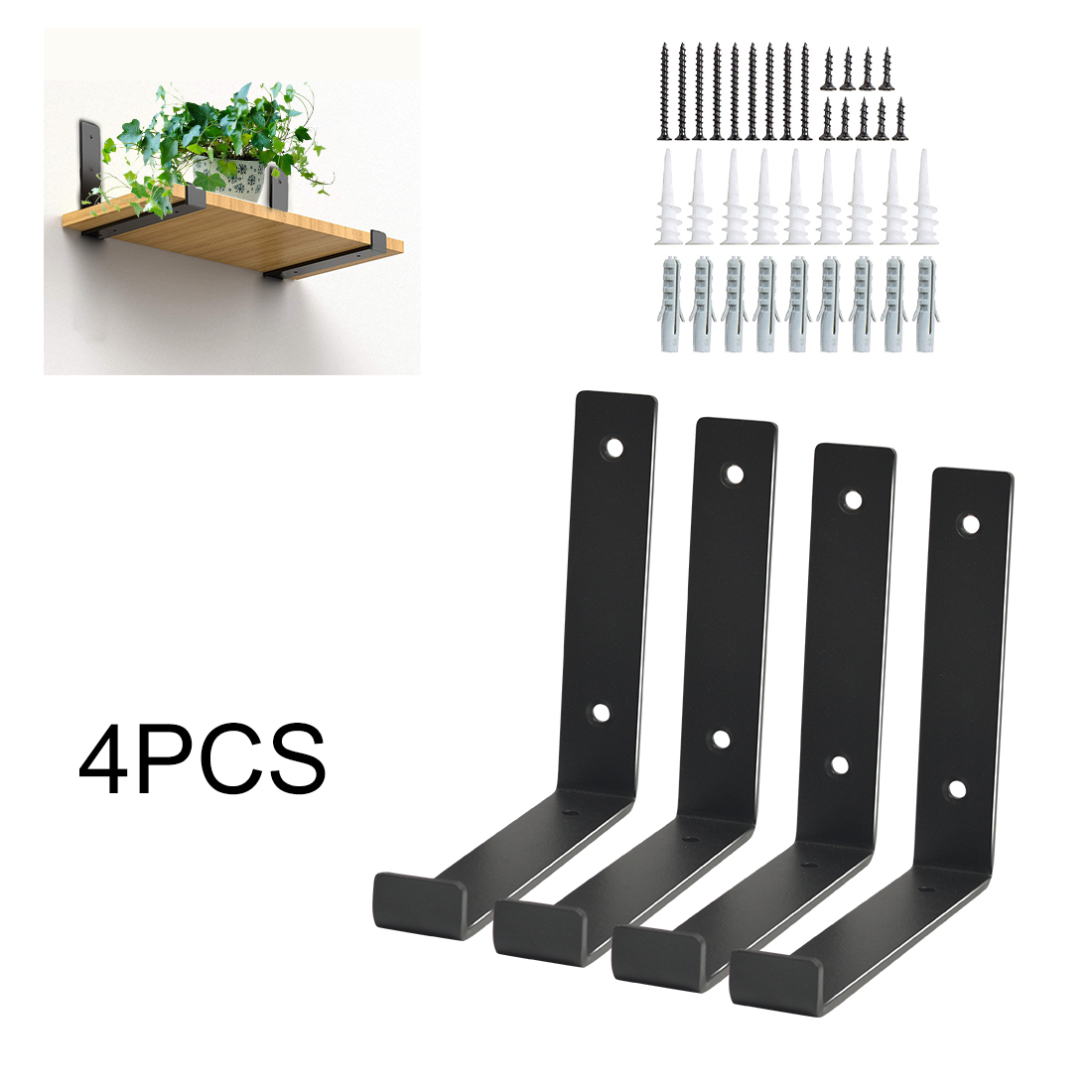 RokiaTek 7.25 inch Shelf Bracket for DIY Floating Shelf Hardware Thick Heavy Duty Hook Brackets