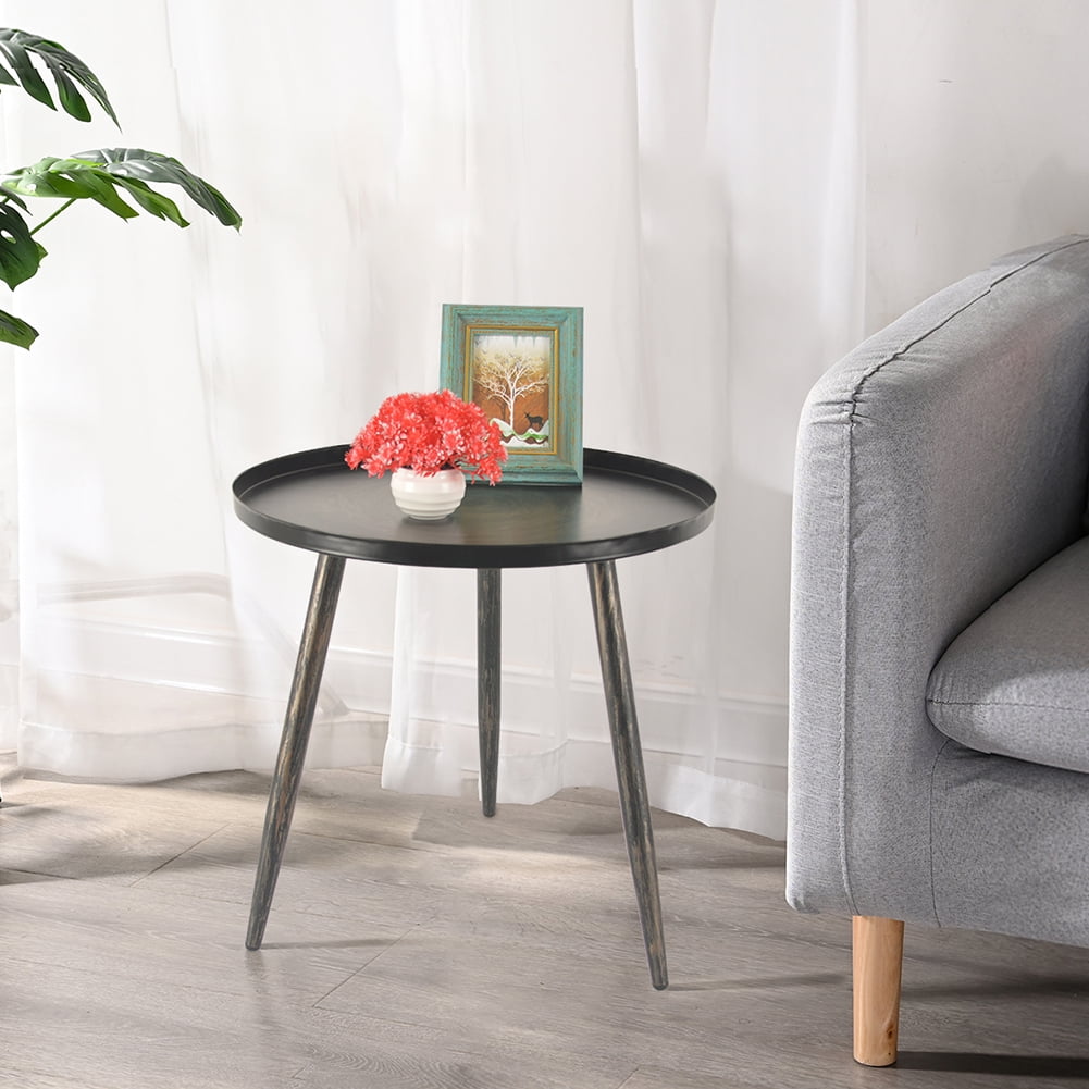 Joveco Round End Table, Folding Metal Side Table Small Coffee Table, Sofa Side Table With Removable Tray, Nightstand Accent For Living Room Bedroom Office (Gold