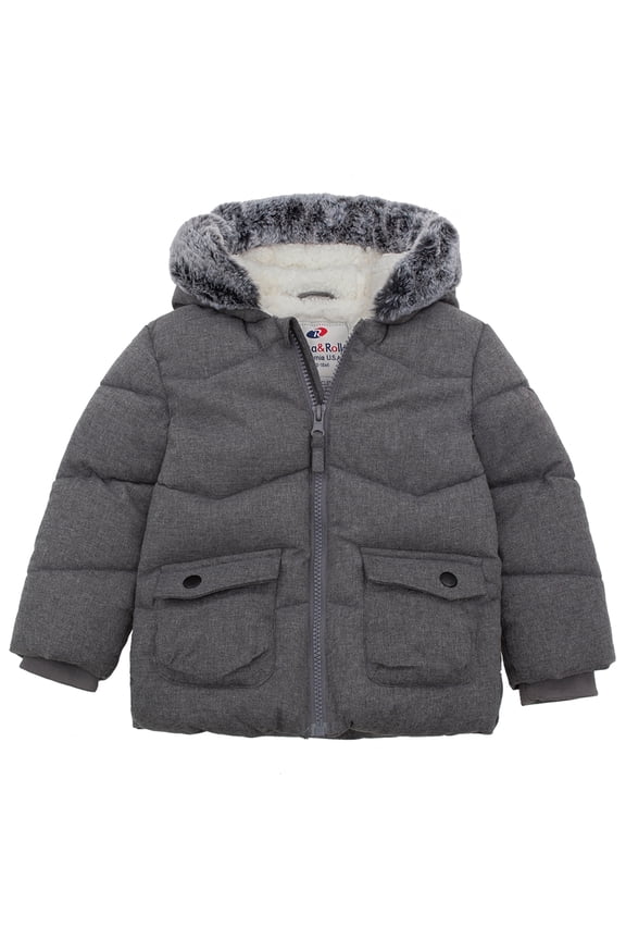 Rokka&Rolla Baby Boys' Infants Puffer Coat Toddler Hooded Winter Jacket, Sizes 6-24M