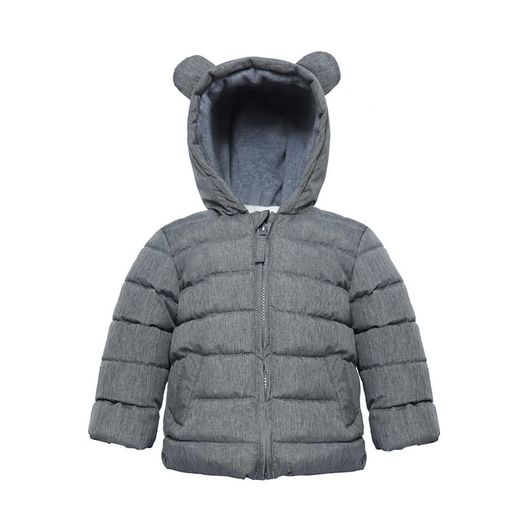 Rokka Rolla Infant Boys Warm Winter Coat Baby Fleece Puffer Jacket Gray Textured Size 9 12 Months