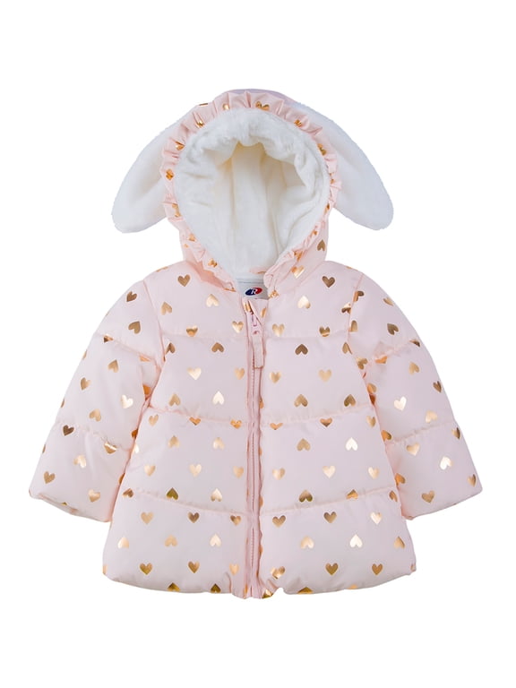 Rokka&Rolla Baby Girls' Infant Fleece Puffer Jacket -Toddler Warm Winter Coat, Sizes 6-24M