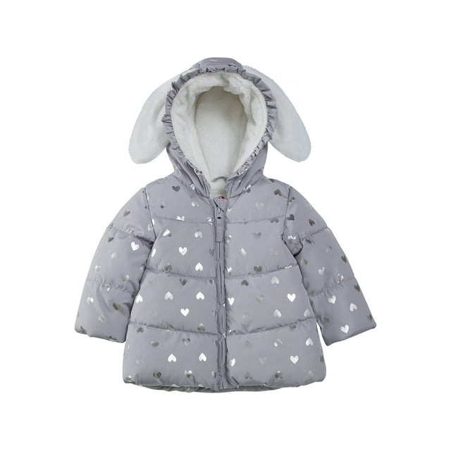 Rokka&Rolla Baby Girls' Infant Fleece Puffer Jacket -Toddler Warm Winter Coat, Sizes 6-24M