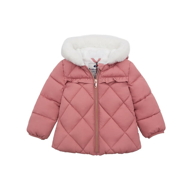 Rokka&Rolla Baby Girls' Puffer Jacket Toddler Fleece Lined Winter Coat ...