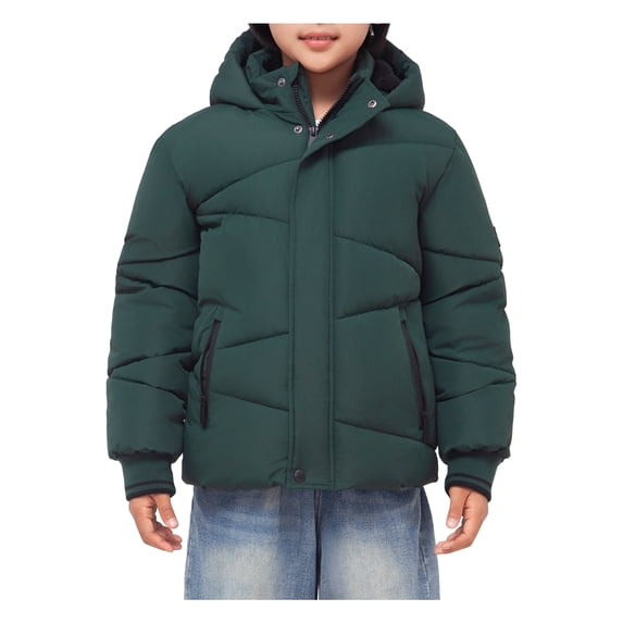Rokka&Rolla Boys' Grid Winter Coat Kids' Fleece Lined Jacket