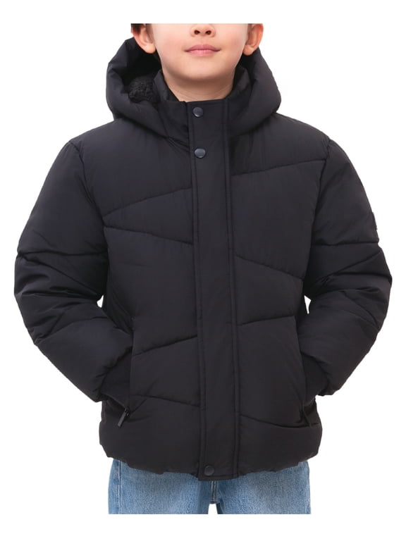 Rokka&Rolla Boys' Grid Winter Coat Kids' Fleece Lined Jacket