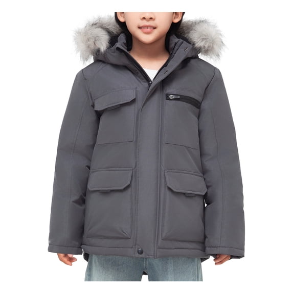 Rokka&Rolla Boys' Ripstop Hooded Parka Jacket Fleece Lined Winter Coat