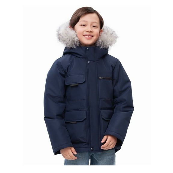 Rokka&Rolla Boys' Ripstop Hooded Parka Jacket Fleece Lined Winter Coat