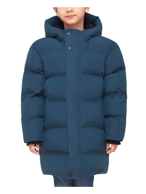 Rokka&Rolla Boys' Thigh Length Puffer Coat Seamless Borg Lined Jacket