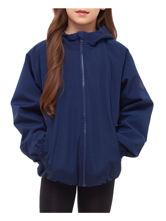 Rokka&Rolla Girls' Bubble Hem Transitional Jacket Fleece Lined Windbreaker