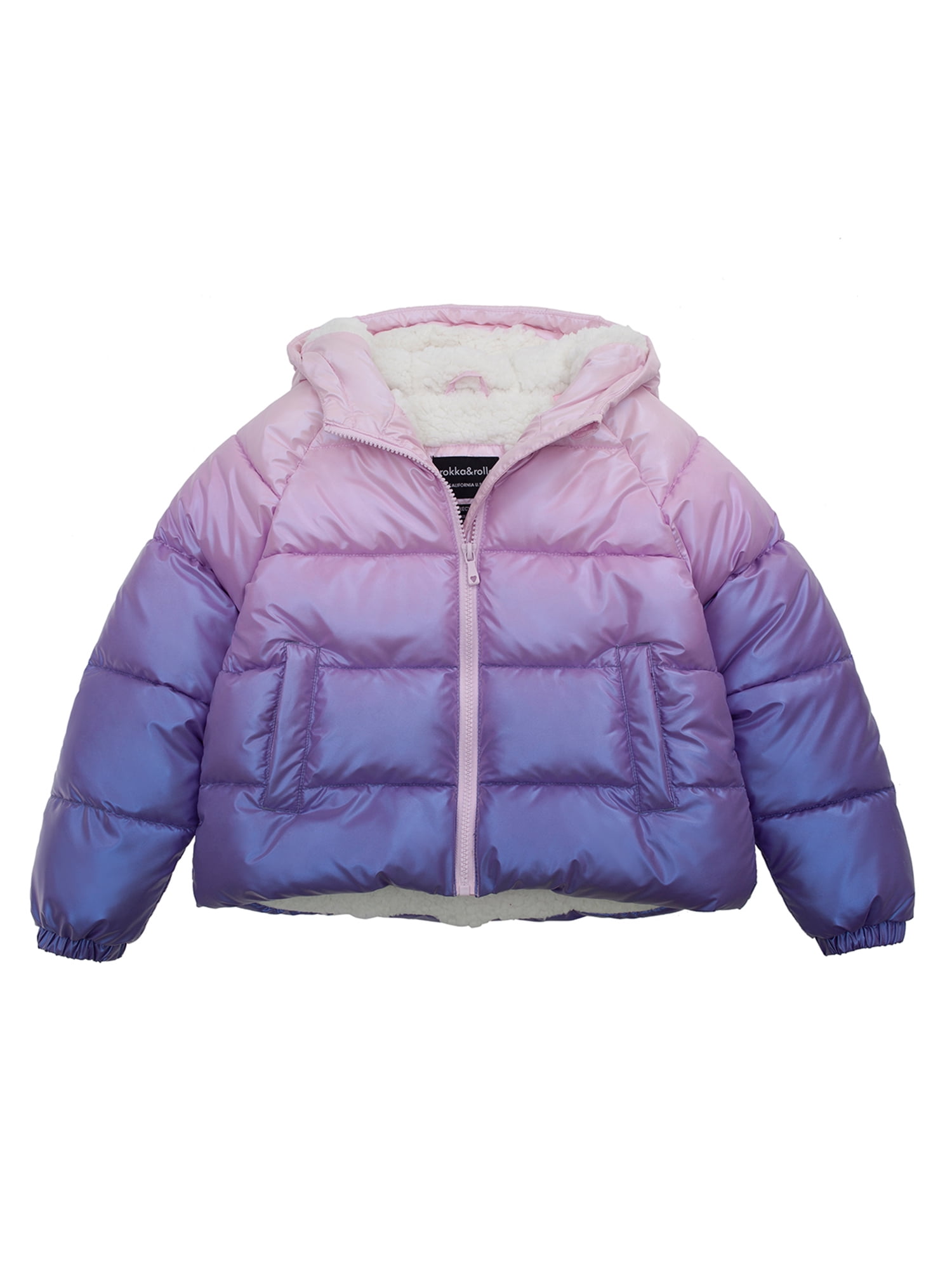 Rokka&Rolla Girls' Heavy Puffer Jacket Sherpa Lined Winter Coat, Sizes ...