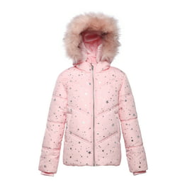 Lilo & Stitch Girls Hooded Puffer Coat with Patch Pockets, Sizes 4-12 