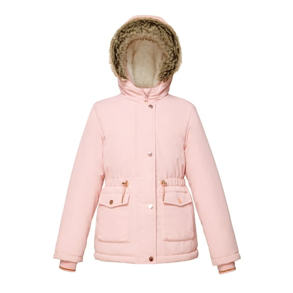Rokka&Rolla Girls' Hooded Parka Jacket Fleece Linded Winter Coat