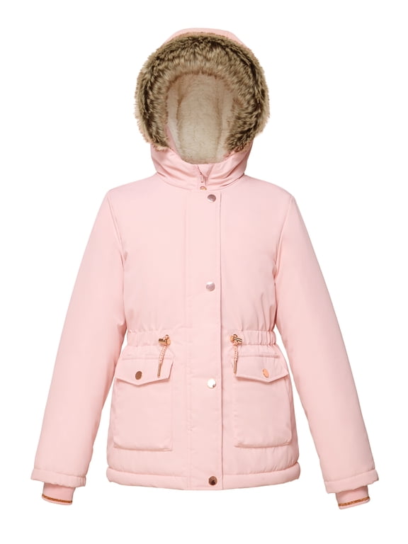 Rokka&Rolla Girls' Hooded Parka Jacket Fleece Linded Winter Coat