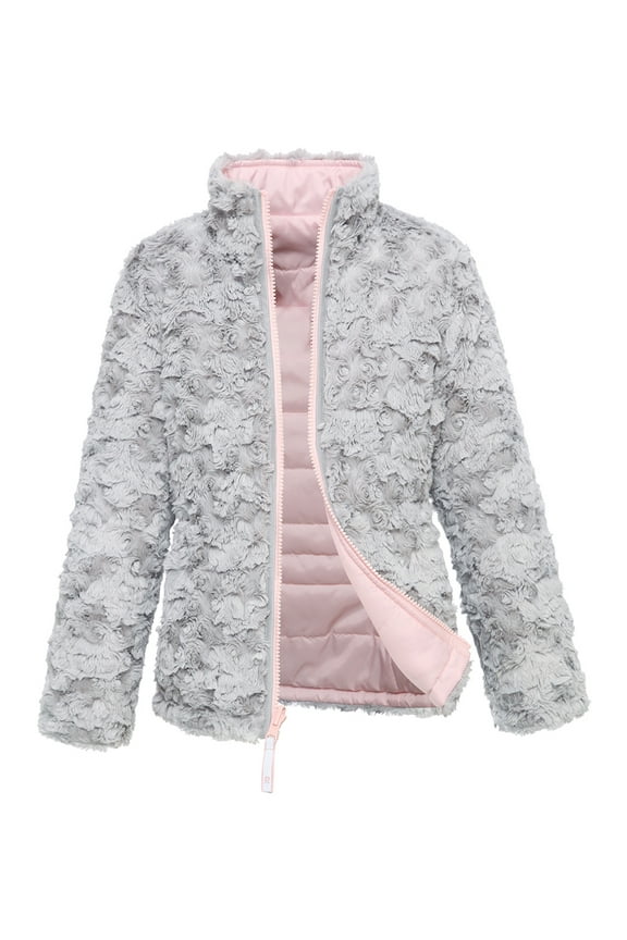 Rokka&Rolla Girls' Reversible Sherpa Fleece Jacket Puffer Coat, Sizes 4-18