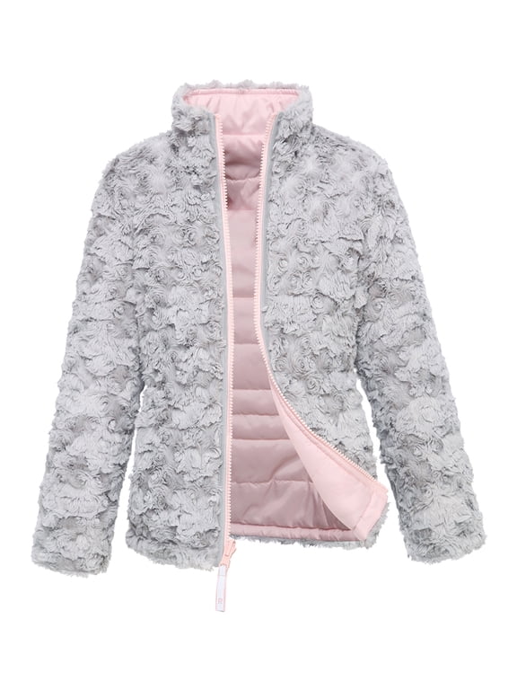 Rokka&Rolla Girls' Reversible Sherpa Fleece Jacket Puffer Coat, Sizes 4-18