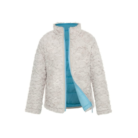 Rokka&Rolla Girls' Reversible Sherpa Fleece Jacket Puffer Coat, Sizes 4-18