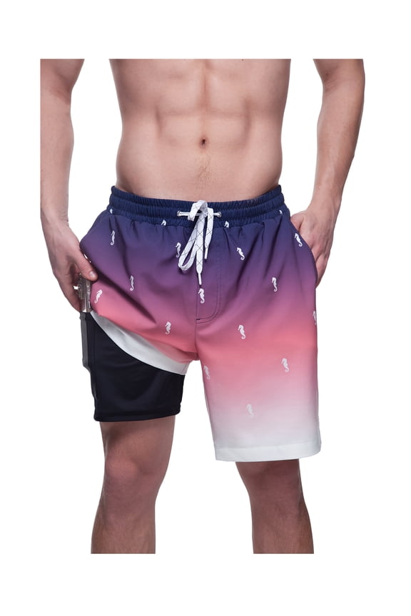 Rokka&Rolla Men's 7'' Swim Trunks with Compression Liner