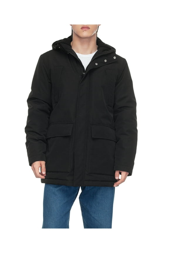 Rokka&Rolla Men's Parka Jacket Winter Coat with Fleece Hood