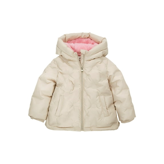 Rokka&Rolla Toddler Baby Girls' Heart Pattern Fleece Lined Coat Kids' Puffer Jacket