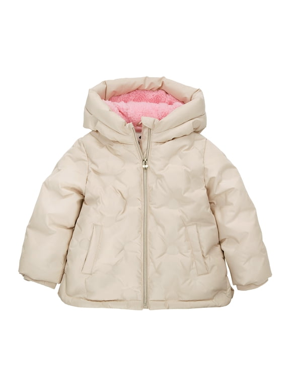 Rokka&Rolla Toddler Baby Girls' Heart Pattern Fleece Lined Coat Kids' Puffer Jacket