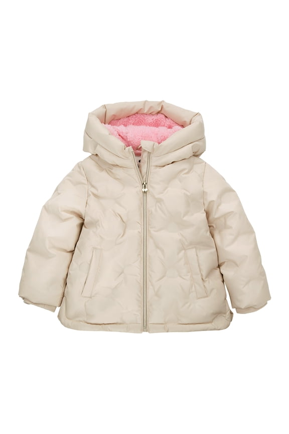 Rokka&Rolla Toddler Baby Girls' Heart Pattern Fleece Lined Coat Kids' Puffer Jacket