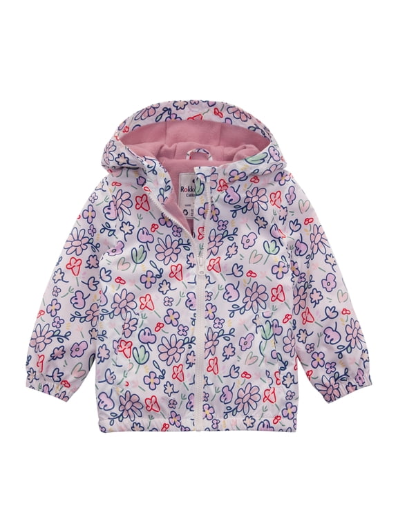 Rokka&Rolla Toddler Girls' Fleece Lined Full Zip Windbreaker Jacket