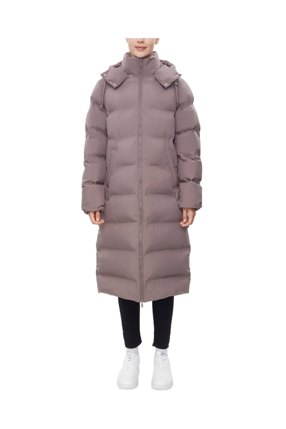 Rokka&Rolla Women's Below The Knee Puffer Coat Seamless Parka Jacket