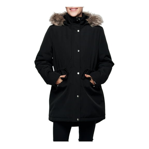 Rokka&Rolla Women's Fleece Lined Winter Coat with Faux Shearling Hood Parka Jacket
